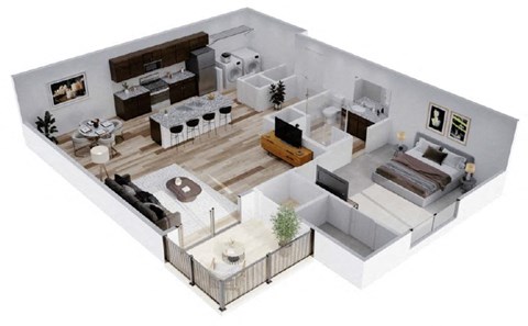 a floor plan of a house with a bedroom and a living room